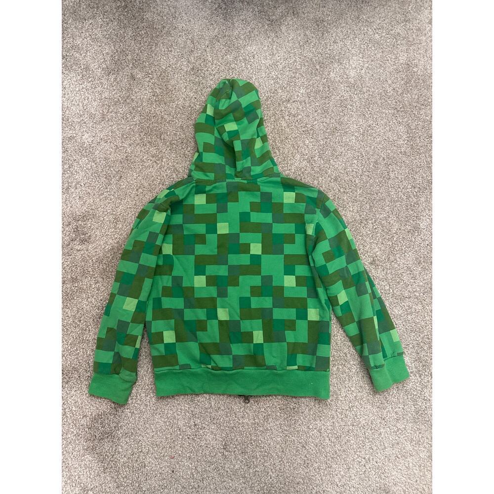 Jinx Minecraft Boys' Green Creeper Block Zip-Up Hoodie with Mask, S - Picture 11 of 11
